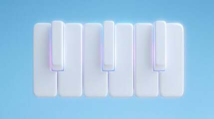 Poster - Abstract Piano Keys  Minimalist Music Design  3D Render  Blue Background