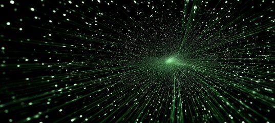 Fototapete - Fast speed light on matrix tunnel. Cyberspace teleport portal. Generative AI technology.	
