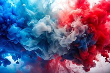 Poster - Red and blue ink swirling together creating an abstract and colorful design with a dynamic and artistic effect
