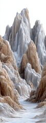 Poster - Abstract Beige and Gray Rock Formations A Textured Mountain Landscape