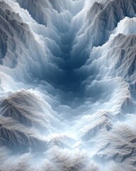Poster - Abstract Blue and Gray Textured Mountain Valley Digital Landscape