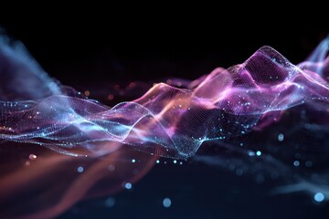 Poster - Cyberspace and big data depicted as flowing, wave-like networks for digital exploration.