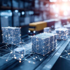 Poster - Blockchain solutions revolutionizing supply chains and logistics for greater transparency.