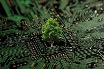 Poster - Circuit board design incorporating green technology solutions for sustainable environmental practices.