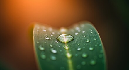 Poster - A leaf with water droplets on it