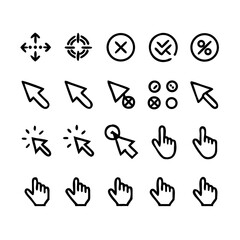 Poster - A collection of arrow icons for web design, featuring diverse cursor and communication symbols