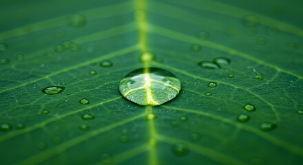 Poster - A leaf with a drop of water on it