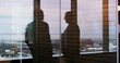 © peopleimages.com - Businessmen, silhouette or window with reflection on balcony for corporate insight or travel. Team, employees or company spectrum with vision for negotiation or discussion on economic infrastructure