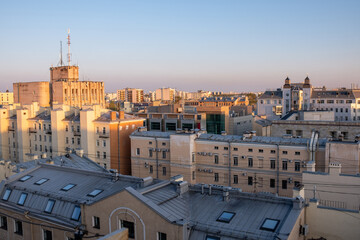 Aufkleber - View of St. Petersburg Rooftops at Sunset Highlighting Architectural Details and Urban Landscape