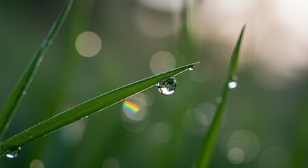 Poster - A leaf with a drop of water on it