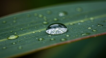 Poster - A leaf with a drop of water on it