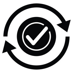 Poster - Circular refresh symbol with checkmark silhouette isolated on white background