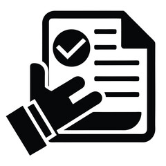 Poster - Hand holding document checklist silhouette icon isolated on white background