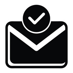 Aufkleber - Email envelope with checkmark icon silhouette isolated on white background