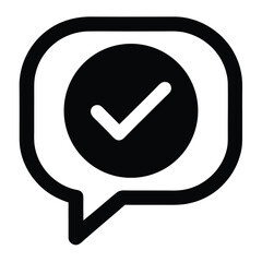 Poster - Speech bubble checkmark icon silhouette isolated on white background