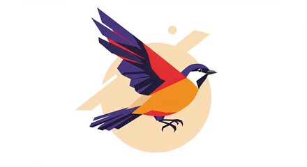 Aufkleber - A colorful bird with a blue wing is flying in the air