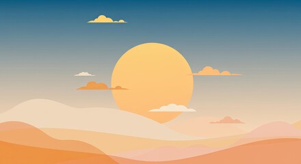 Poster - A yellow sun with rays of light shining on a blue background