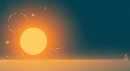 Poster - A blue sky with a large yellow sun in the middle