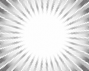Leinwandbilder - Halftone texture dot radial background, cartoon comic retro pop art dot border, halftone shadow