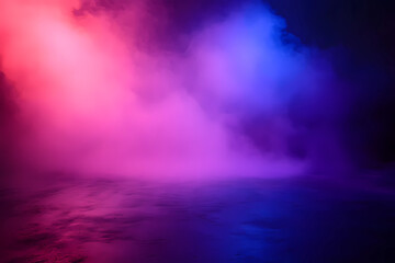 Wall Mural - the dark stage shows, empty dark blue, purple, pink background, neon light, spotlights, the asphalt 