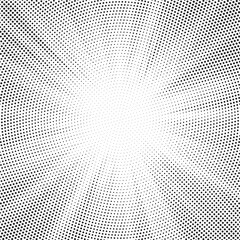 Leinwandbilder - Halftone texture dot radial background, cartoon comic retro pop art dot border, halftone shadow