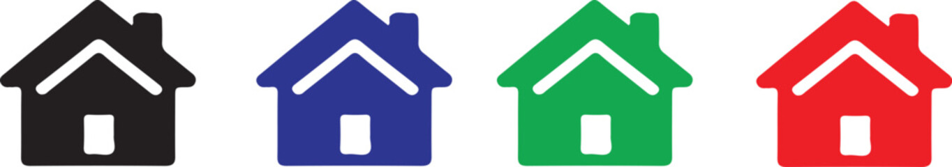 Poster - Colorful House Icon Set – home symbol, real estate graphic, residential building, property logo, standalone house