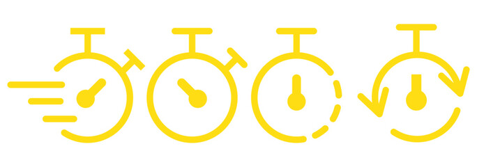 Poster - Timers and clock icon set. Time line symbol. Containing clock, stopwatch, hourglass and more Vector illustration