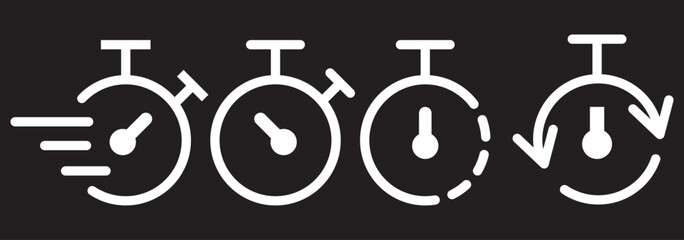 Poster - Timers and clock icon set. Time line symbol. Containing clock, stopwatch, hourglass and more Vector illustration