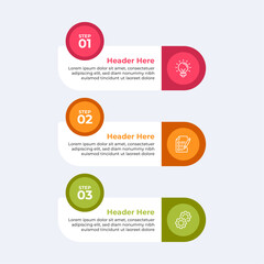 Wall Mural - three colorful circles with icons and text.