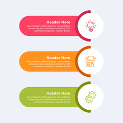 Wall Mural - three colorful circles with icons and text.