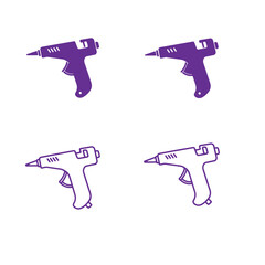 Fototapete - Four purple and white silhouette illustrations of a glue gun against a white background