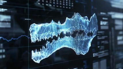 Fototapete - Abstract Digital Technology Visualization: Dynamic Data Analysis and Futuristic Design