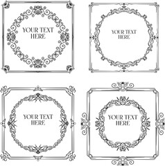 Leinwandbilder - black and white line art decorative ornament design