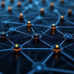 a network of interconnected nodes with glowing centers.