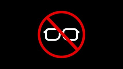 Poster - Accessibility no eye limitation allowed vision visibility crossed sign of red color restriction sign dark background animated symbol