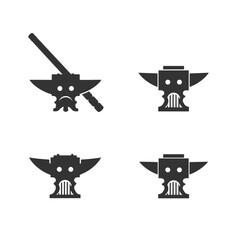 Fototapete - Blacksmith anvil tool icon set representing hammering and metal crafting on white background