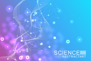 Leinwandbilder - Abstract technology connect background lines and dots with hexagons. Modern hexagons technology concept design background. Vector illustration.
