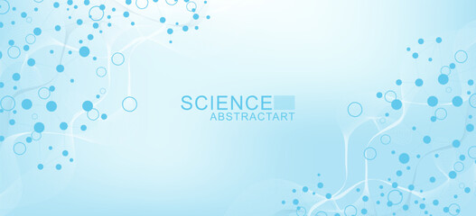 Poster - Molecular structure DNA, atom, neurons. Science concept for your design. Connected lines with dots. Medical, technology, chemistry, science background. illustration