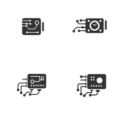 Poster - Set of four electronic circuit board icons representing different tech applications and systems