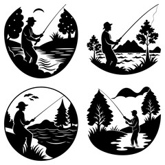 Poster - Four stylized golf balls with flame trails in black and white vector illustration design for sports themes