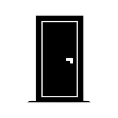 Poster - Closed door icon, entry and exit symbol. Privacy and access control graphic design, room entrance or restricted area illustration for security or new opportunity.