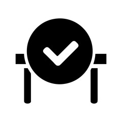 Poster - Verified checkpoint or approval status icon, checkmark symbol. Confirmed process or quality assurance graphic, validation and success indicator illustration design.