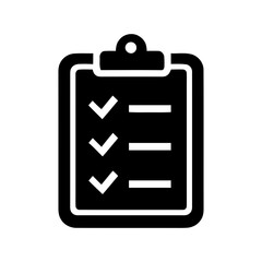 Poster - Verified tasks on clipboard icon, project checklist symbol. Approved items on a list graphic, successful completion and organization illustration for management.
