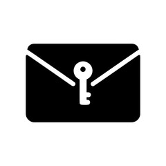 Poster - Envelope with key for secure email, encrypted messaging, private communication, or confidential mail access. Represents protected digital correspondence.