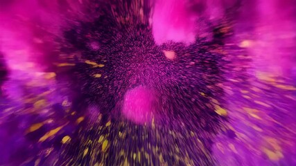 Poster - An explosion of vibrant teal, yellow and orange hues swirling outward from a central point, resembling a cosmic burst of energy and colors