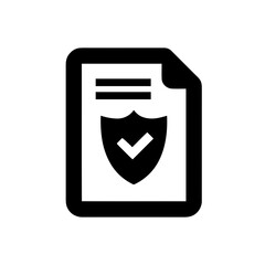 Aufkleber - Document with a shield symbol, representing a protected file, secure information, data integrity, or an official policy. For document safety assurance.