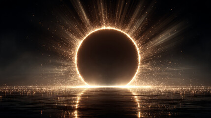 Wall Mural - Dramatic visual representations of black holes or eclipses with glowing energy rings