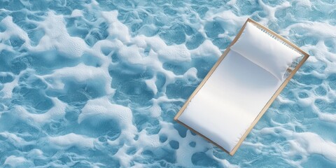 Poster - relax hammock beach concept. Floating lounge chair on turquoise ocean waves with foam patterns.