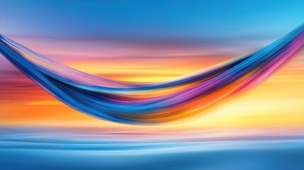 Aufkleber - relax hammock beach concept. Colorful abstract hammock against a vibrant sunset backdrop.