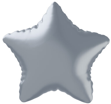 3D画像_星型の風船_シルバー